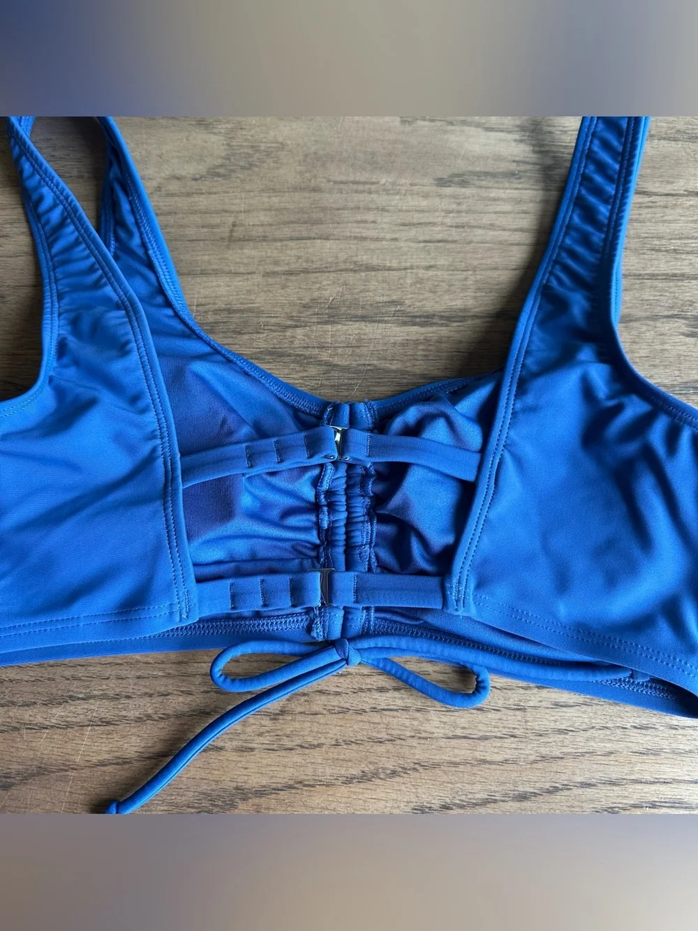 NWT Cupshe Ruched Drawstring Cutout Bikini & Mid Rise Set Size Small Blue